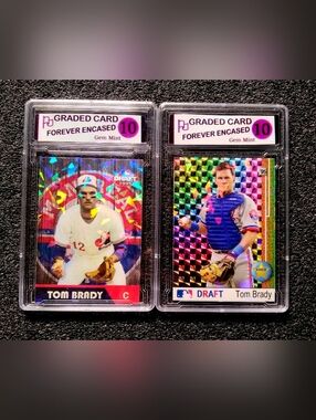 Tom Brady Montreal Expos Draft Pick Baseball Rookie Card Set. Graded 10 Gem Mint